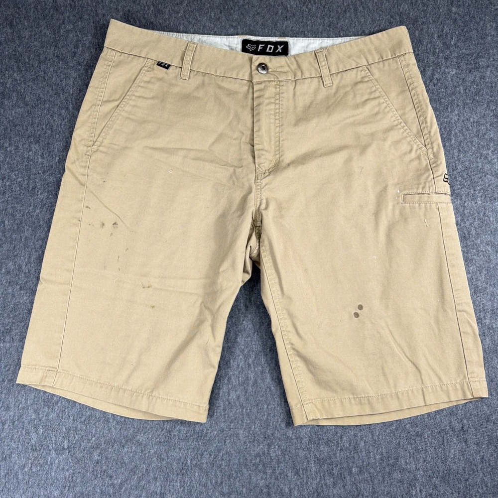 FOX Motocross Shorts Men's 36 Y2K Racing Tan Khaki Work Stained